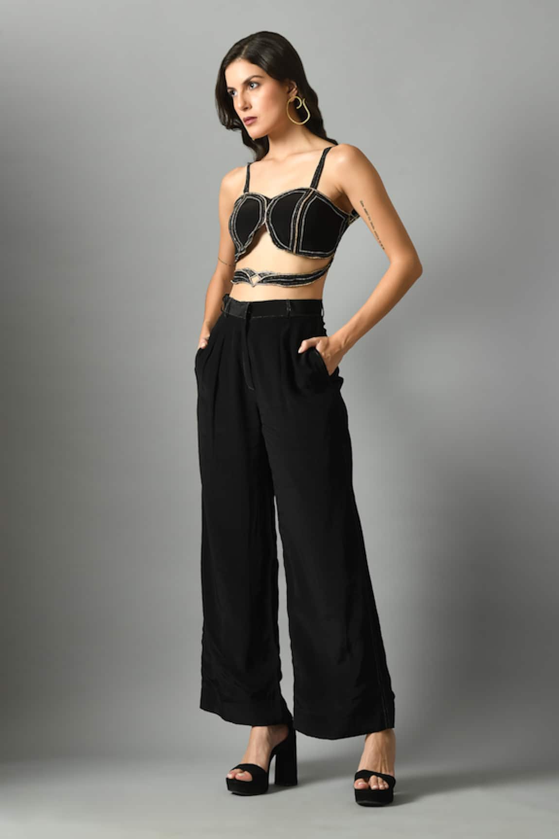 Fishcanfly Nylah Embroidered Bustier & Trouser Set
