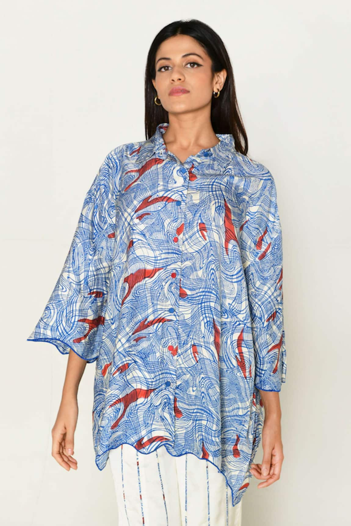 Rias Jaipur Ponzo Abstract Print Shirt With Pant