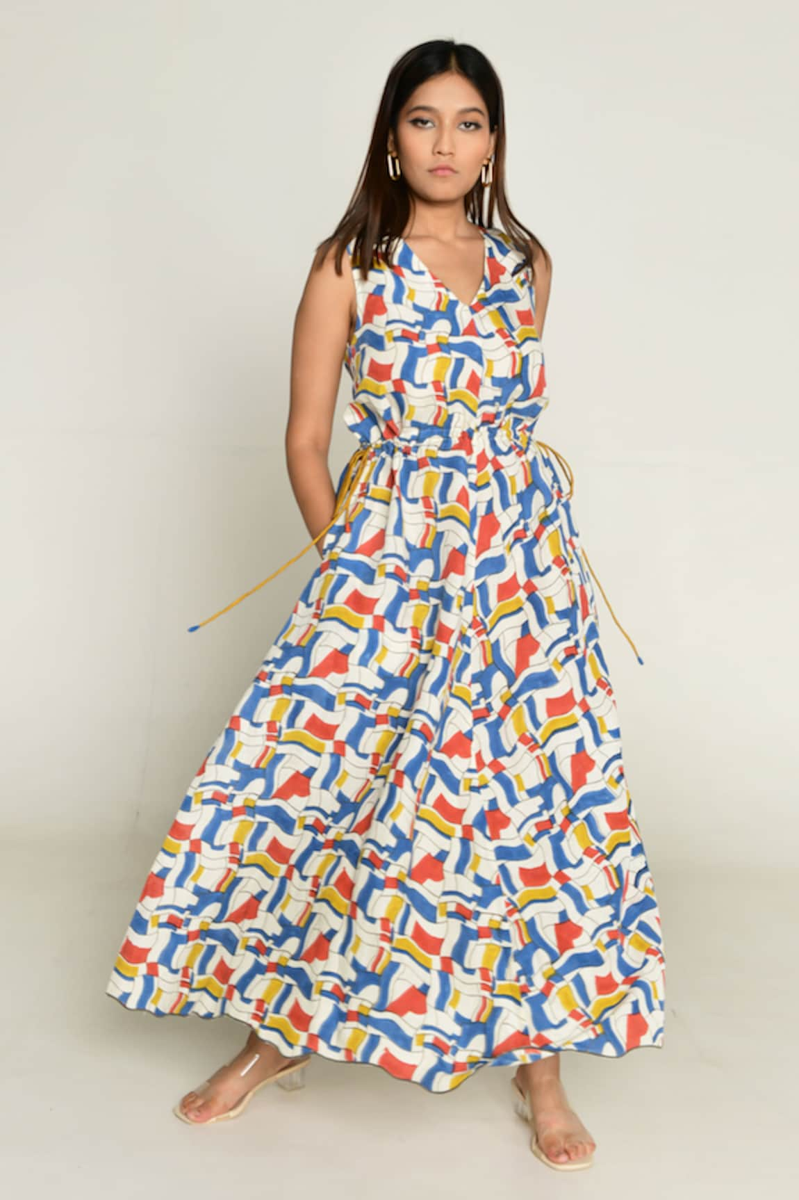 Rias Jaipur Sleeveless Escher Print Maxi Dress