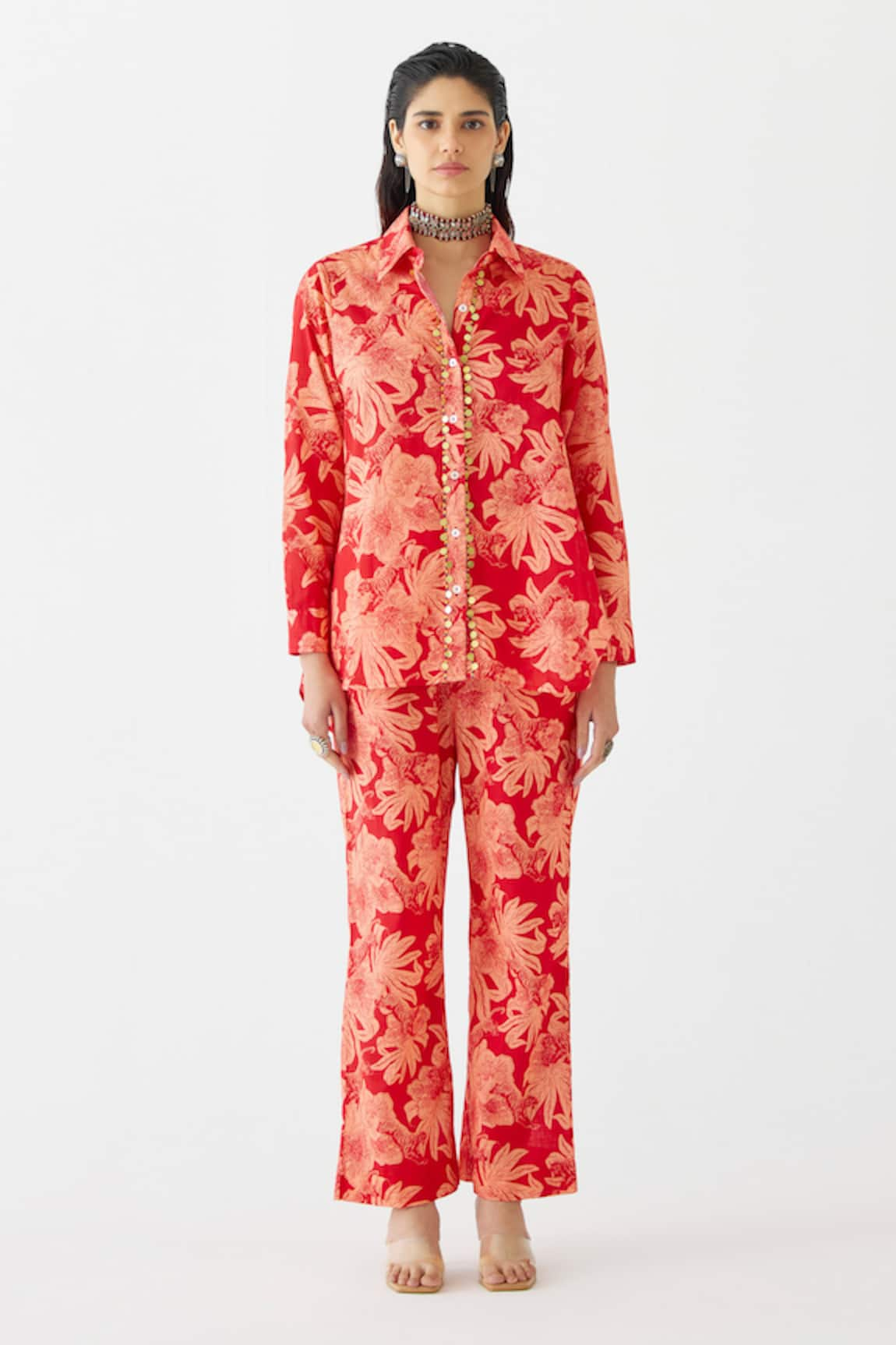 Studio Rigu Talon Printed High-Low Shirt With Pant