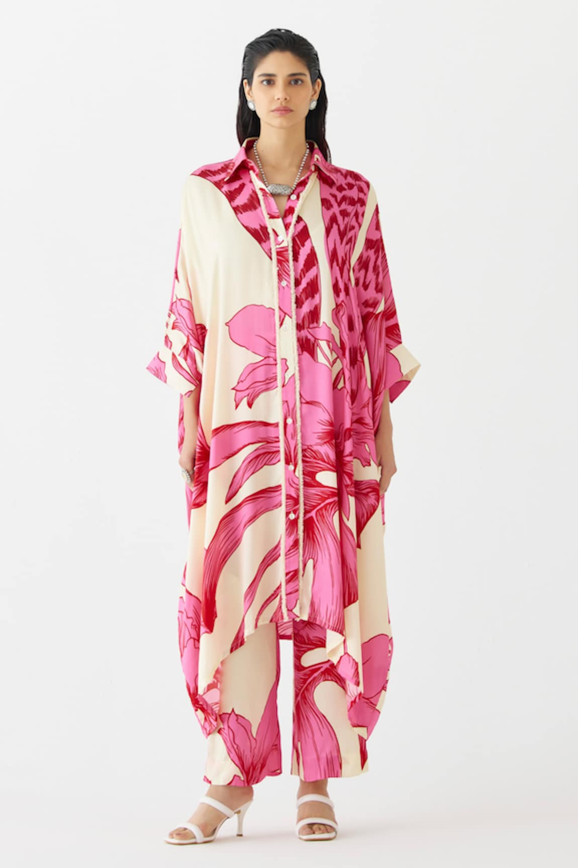 Studio Rigu Aphrodite Floral Print Kimono With Pant