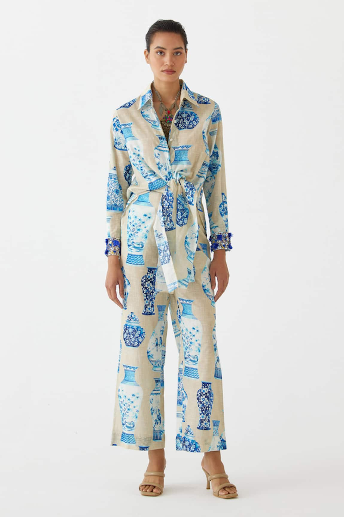 Studio Rigu Porcelain China Print Shirt With Pant