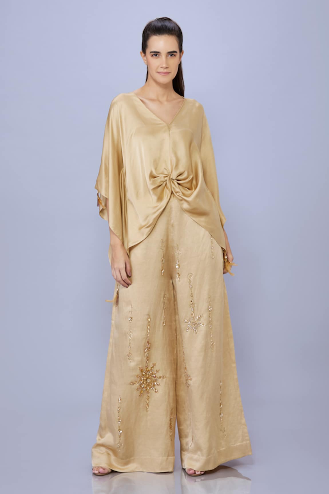 DILNAZ Feather Tassel Embellished Short Kaftan