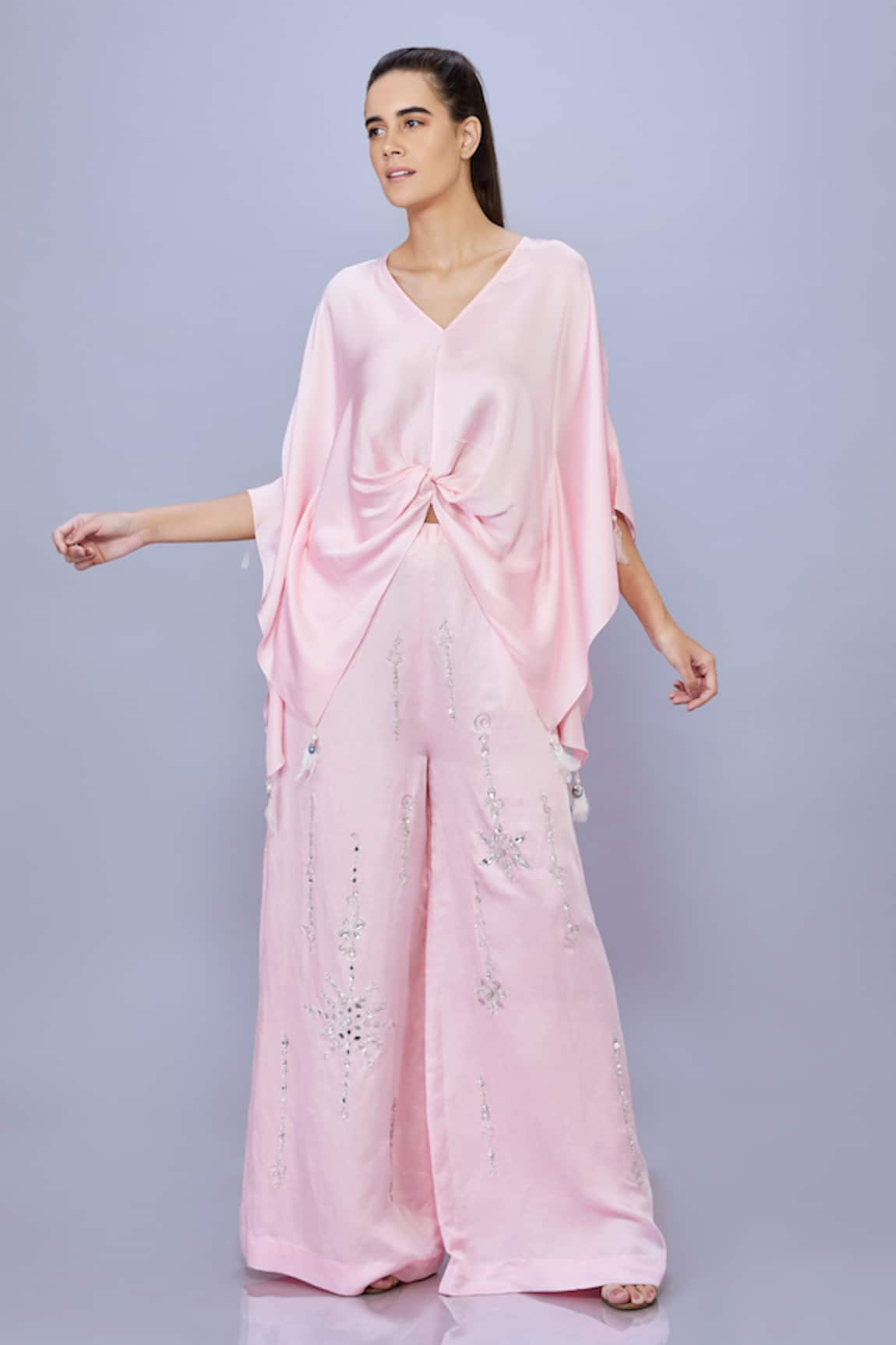 DILNAZ Tassel Embellished Asymmetric Short Kaftan