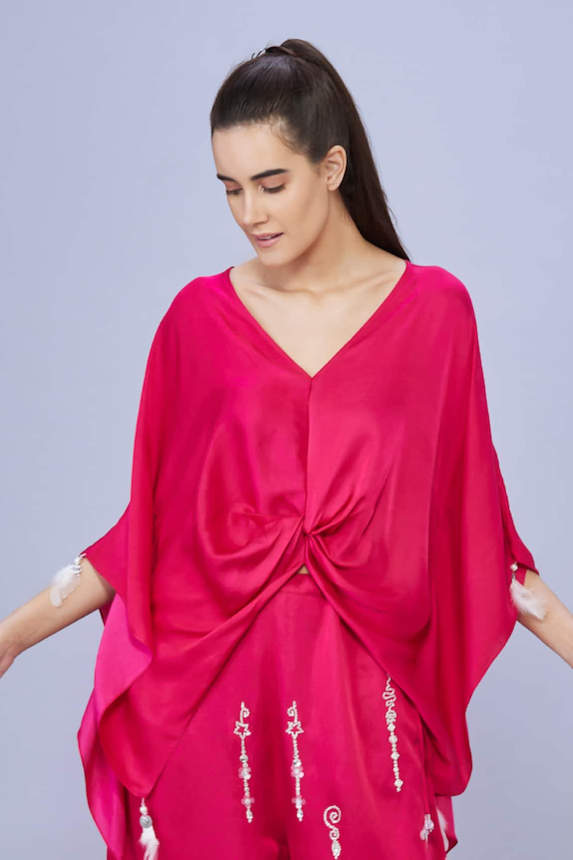 DILNAZ Embellished Asymmetric Short Kaftan