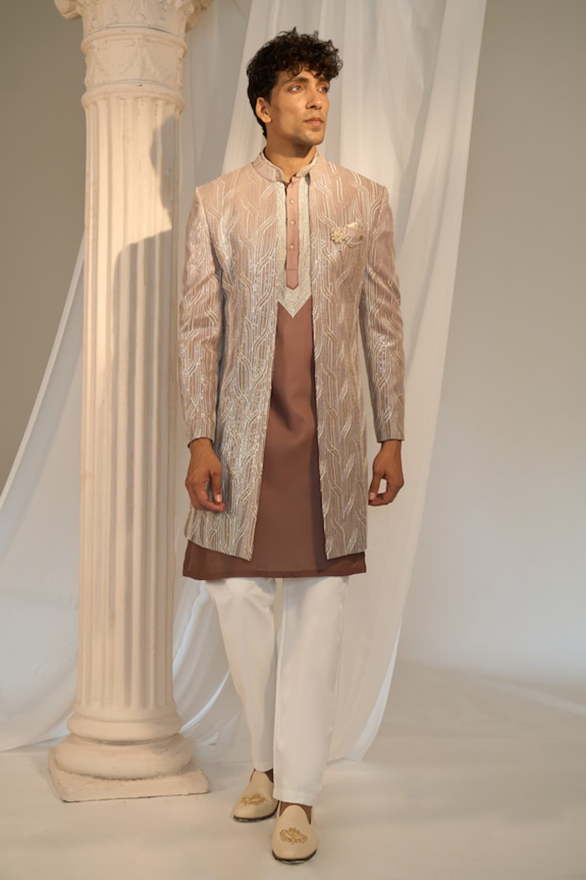 Soniya G x AZA Chikankari Embroidered Jacket Kurta Set