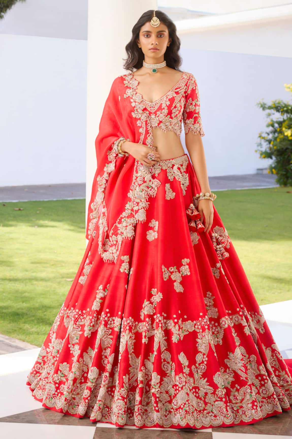 Dolly J Eden Floral Embroidered Bridal Lehenga Set