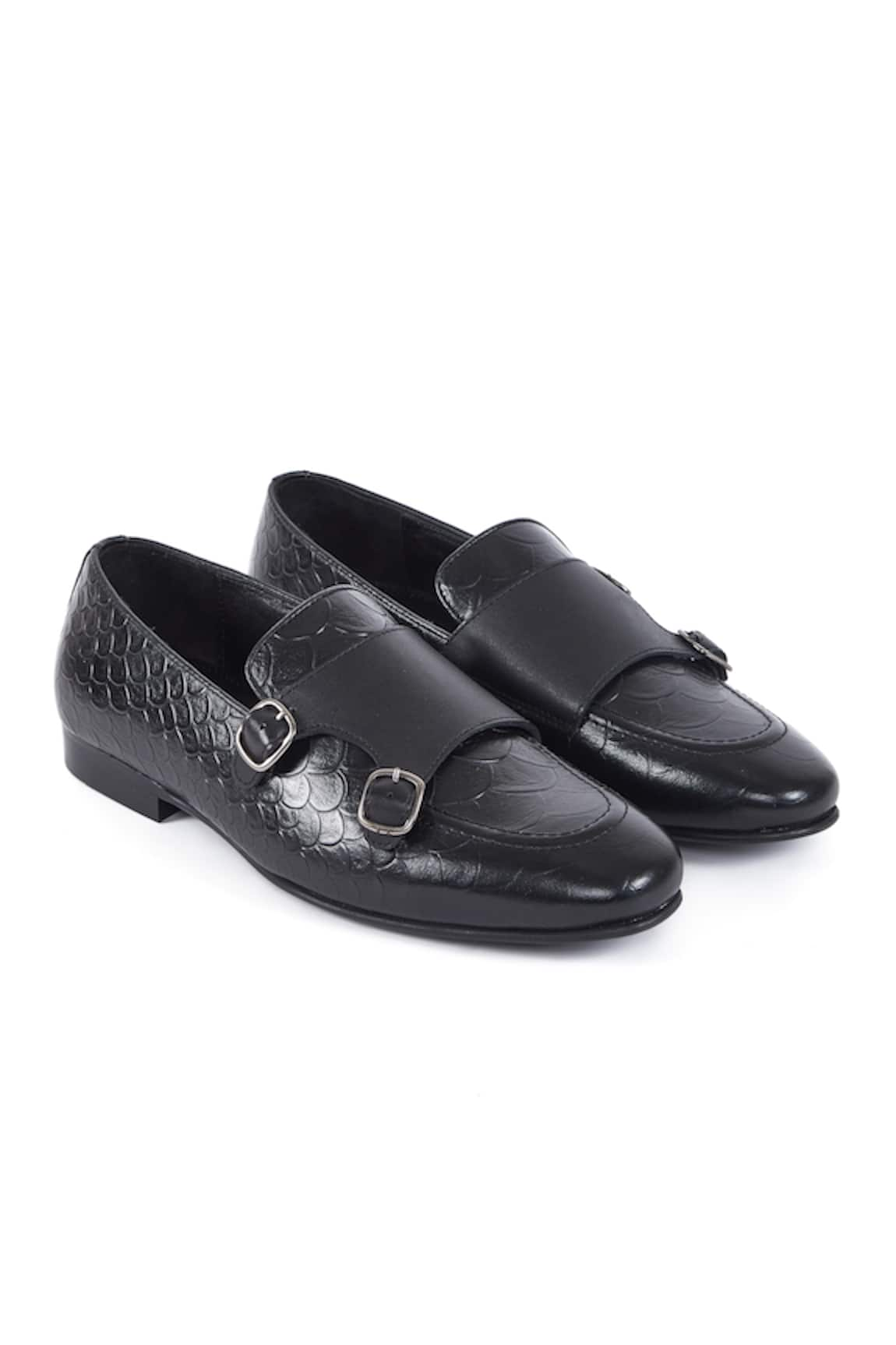 Hats Off Accessories Solid Leather Slip-On Strapped Monks