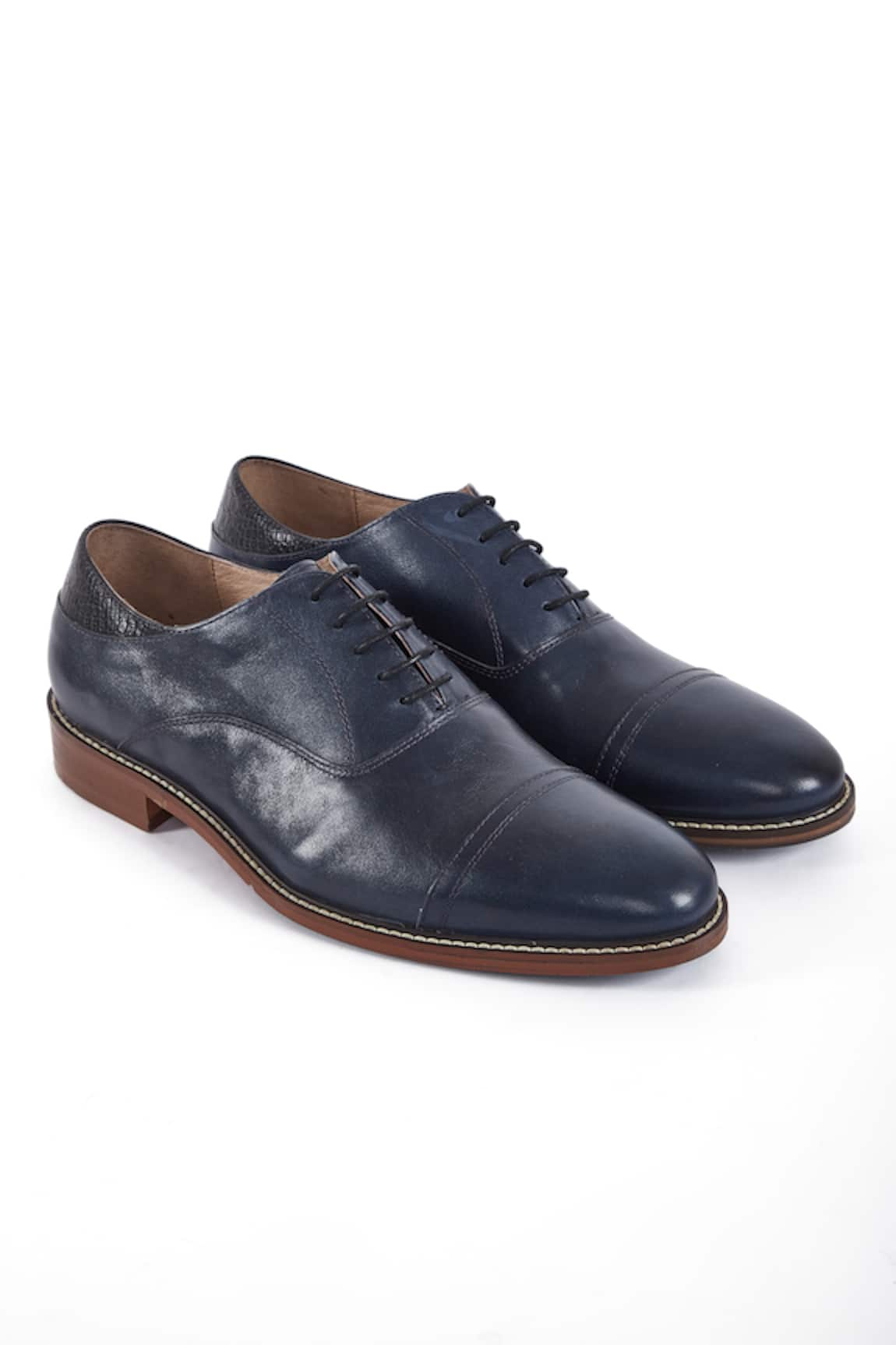 Hats Off Accessories Luxe Genuine Leather Navy Blue Lace-up Derby