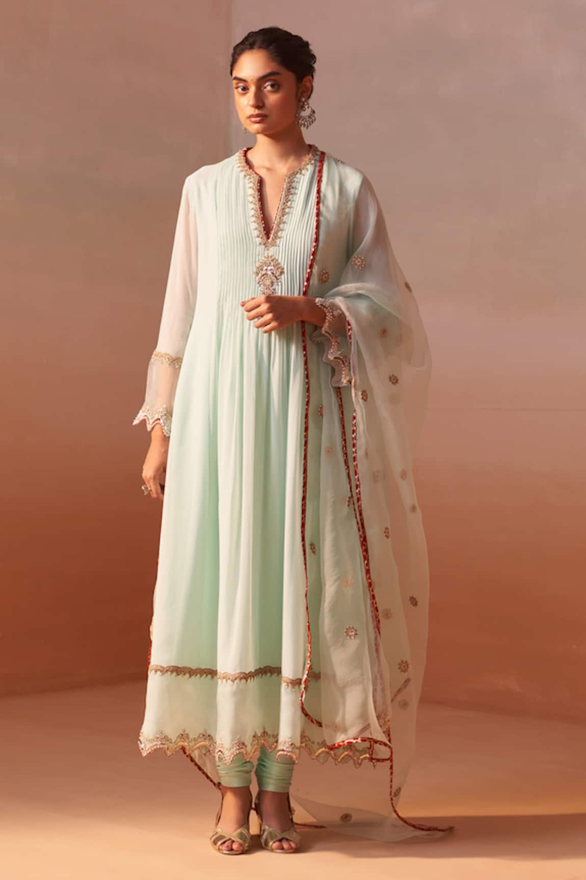 Nitika Gujral Damask Floret Zardozi Embroidered Anarkali Set 