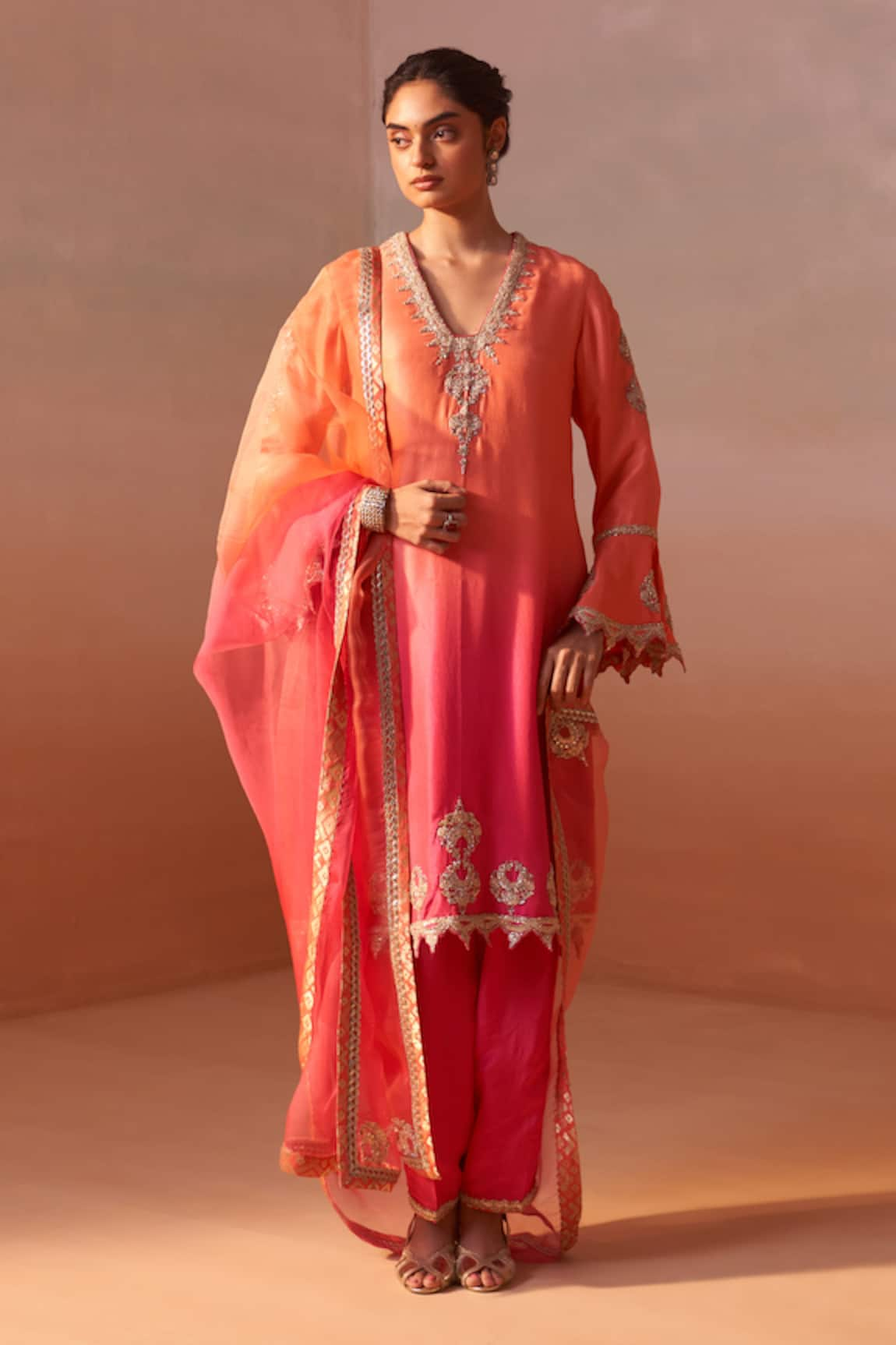 Nitika Gujral Gul Zardozi & Mukaish Embroidered Kurta Pant Set