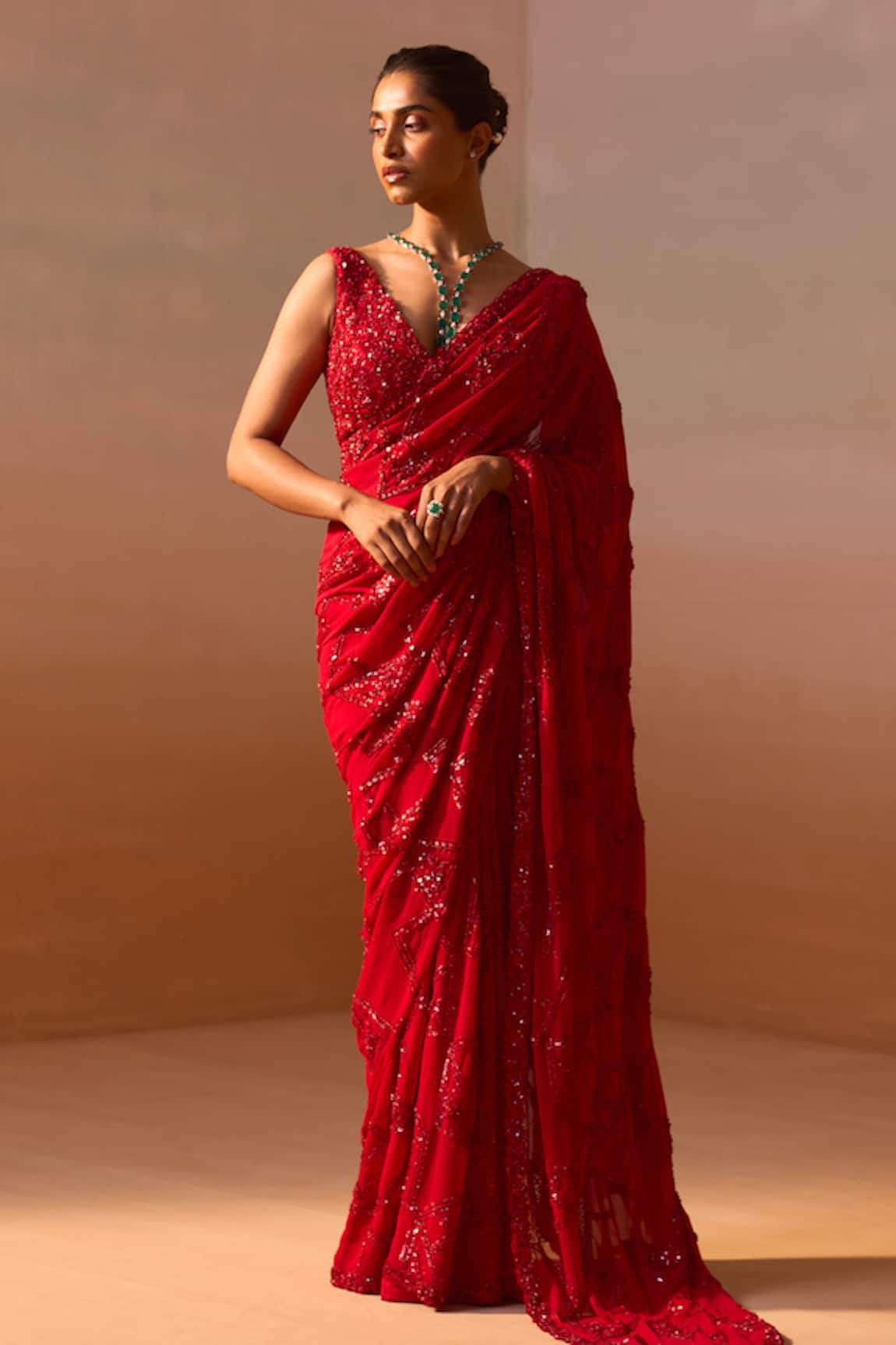 Nitika Gujral Cutdana Embroidered Saree With Blouse