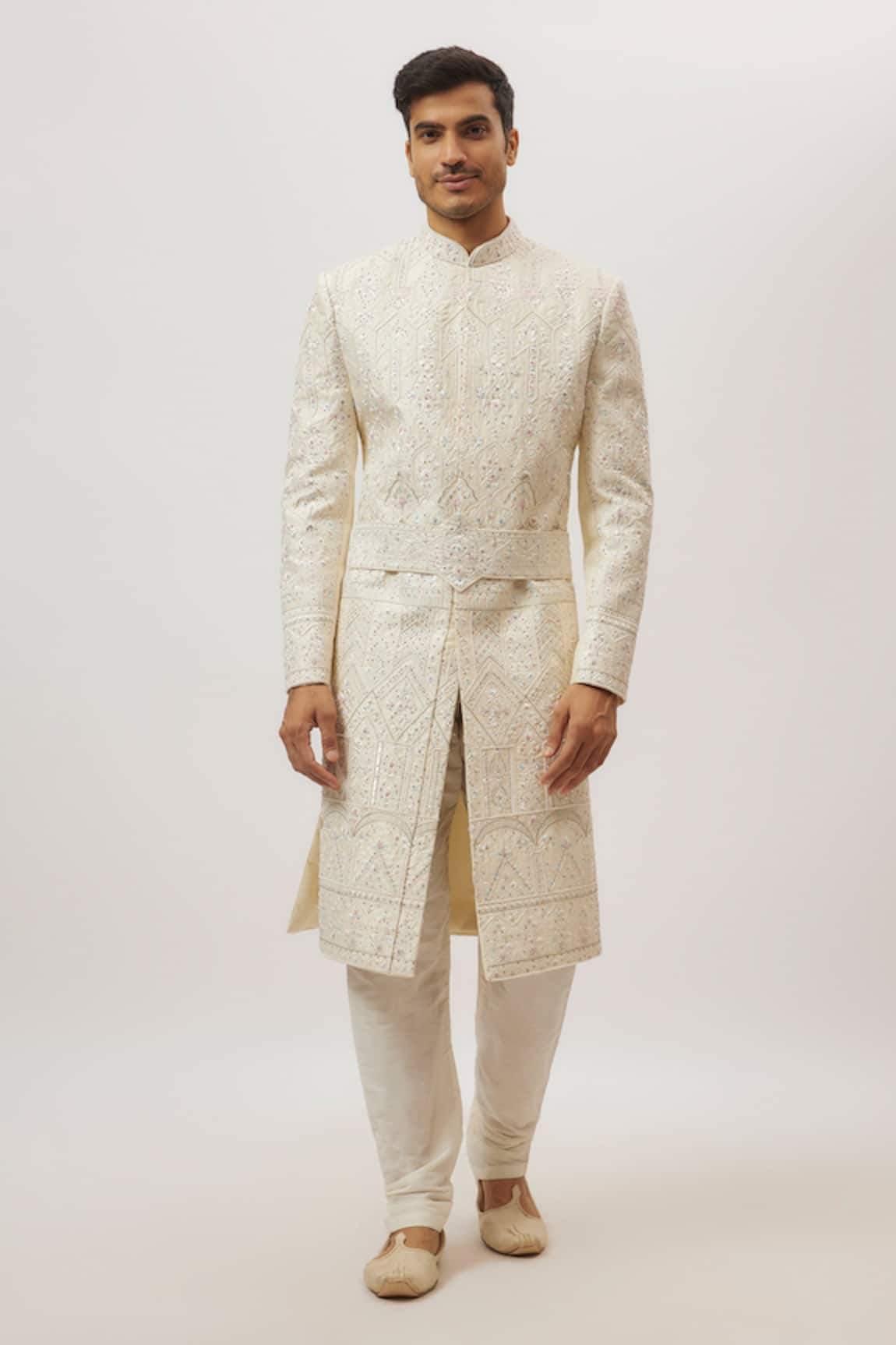 Nero by Shaifali and Satya Embroidered Sherwani & Churidar Set