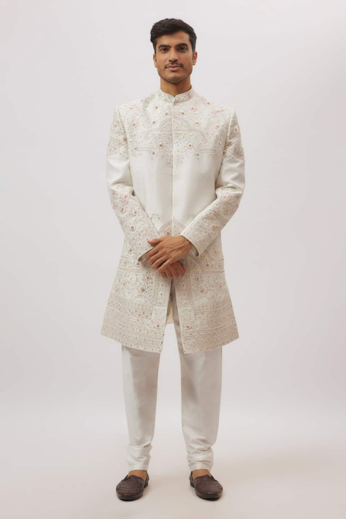 Nero by Shaifali and Satya Hand Embroidered Sherwani With Churidar