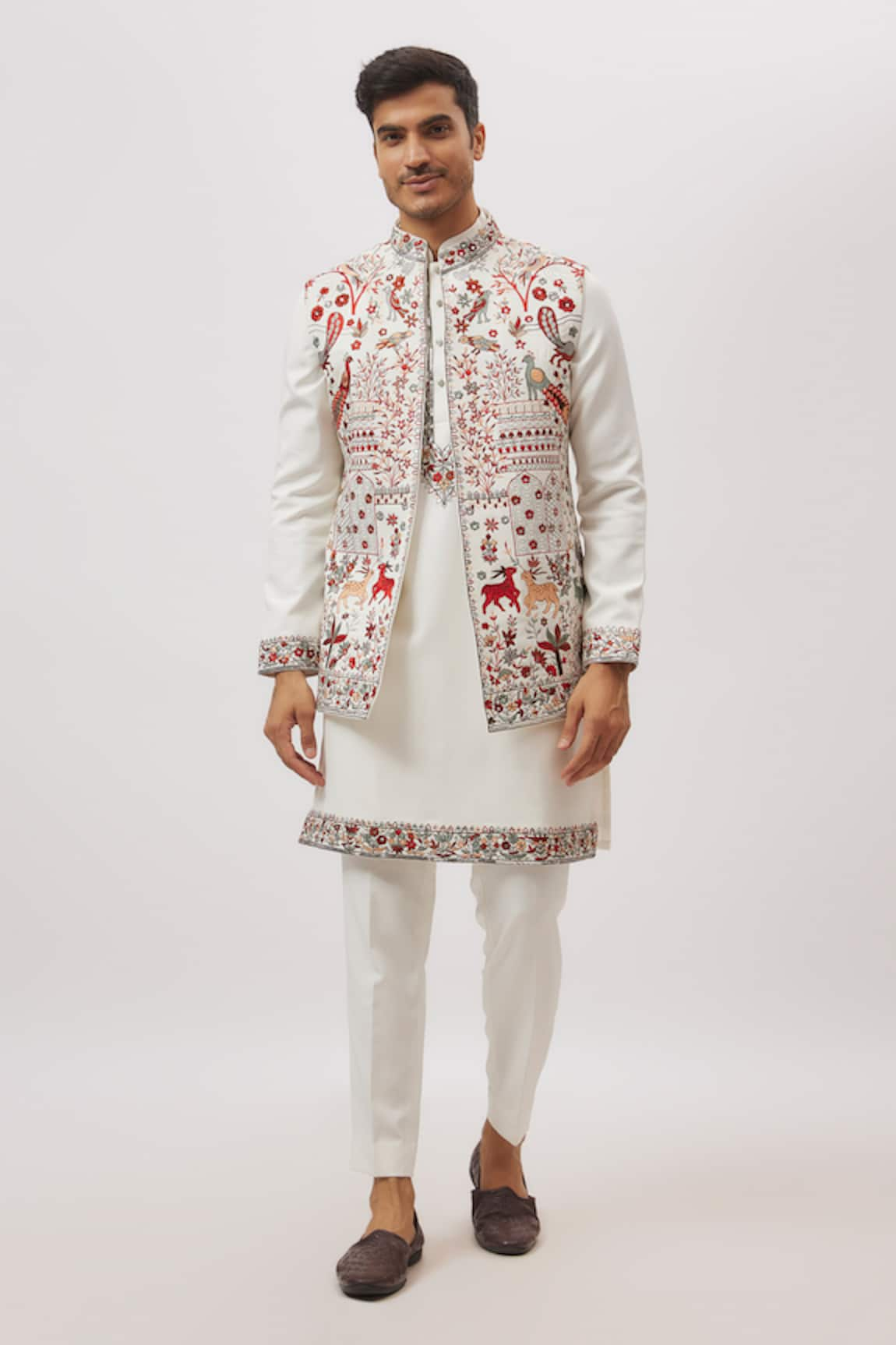 Nero by Shaifali and Satya Hand Embroidered Nehru Jacket & Kurta Set