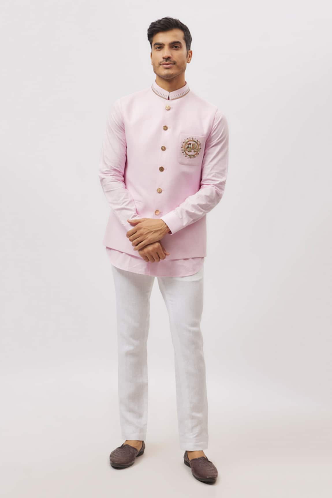 Nero by Shaifali and Satya Hand Embroidered Nehru Jacket & Kurta Set