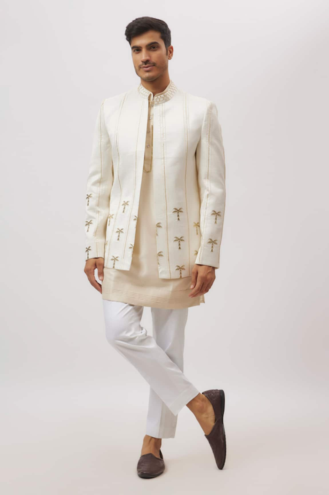 Nero by Shaifali and Satya Katdana Embroidered Nehru Jacket & Kurta Set