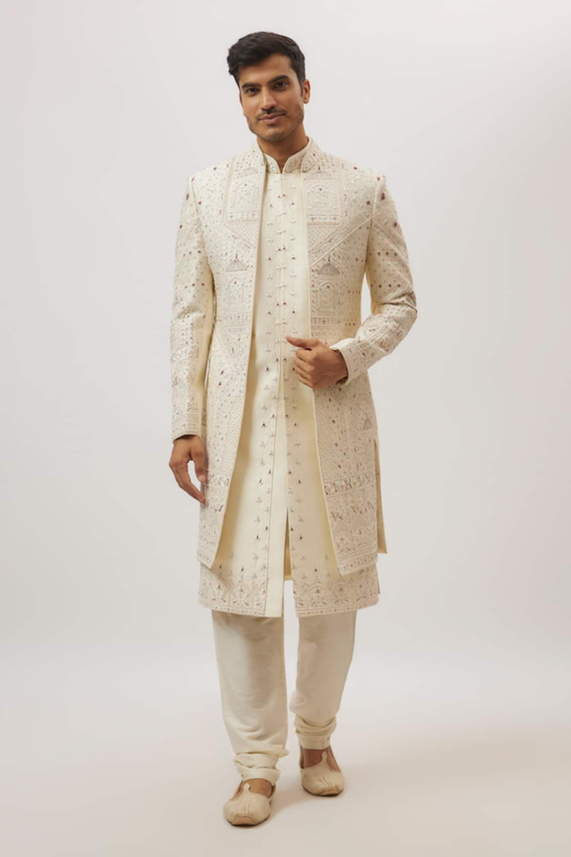 Nero by Shaifali and Satya Embroidered Sherwani With Churidar