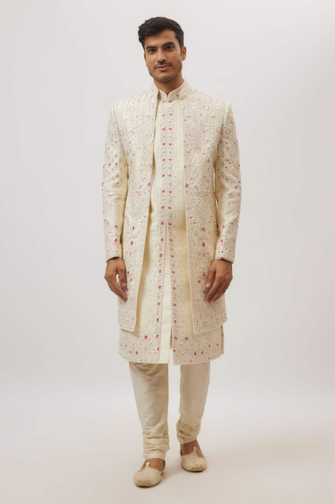 Nero by Shaifali and Satya Thread Embroidered Sherwani With Churidar