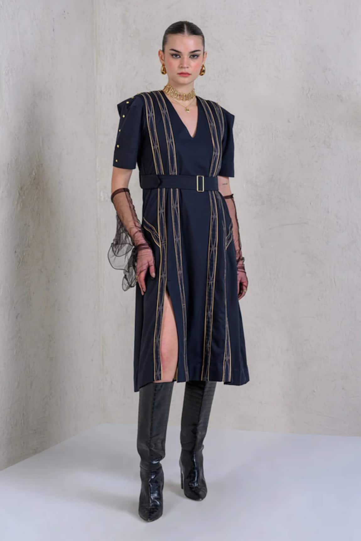 The Dramebaaz CO Celestial Cascade Embroidered A-Line Dress 