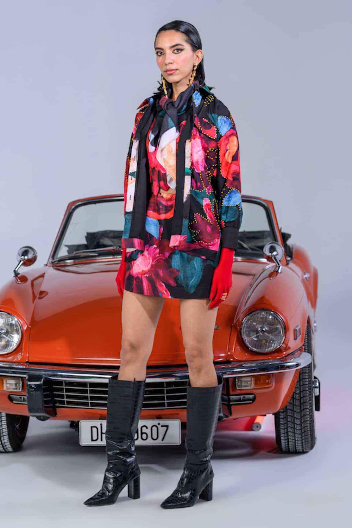 The Dramebaaz CO Dahlia Dreamland Printed Shirt Skirt Set 