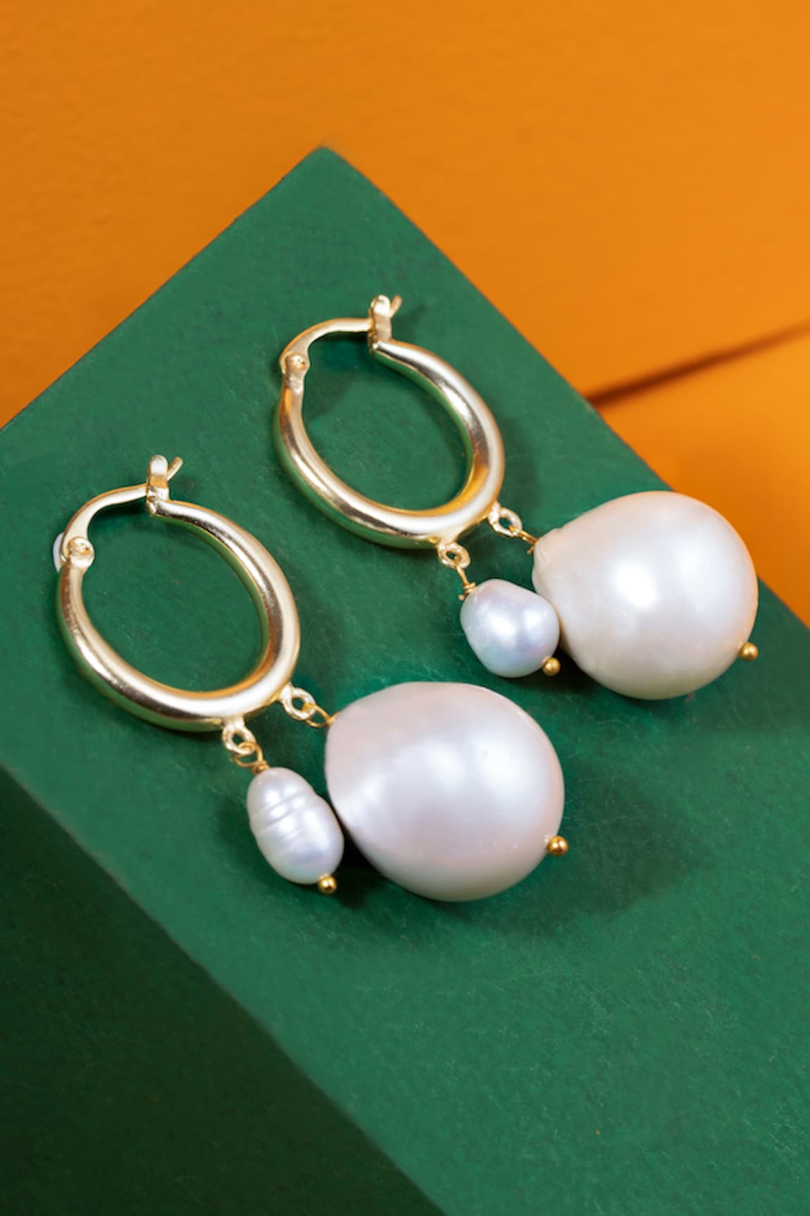 Anaash Rice & Baroque Drop Hoop Earrings