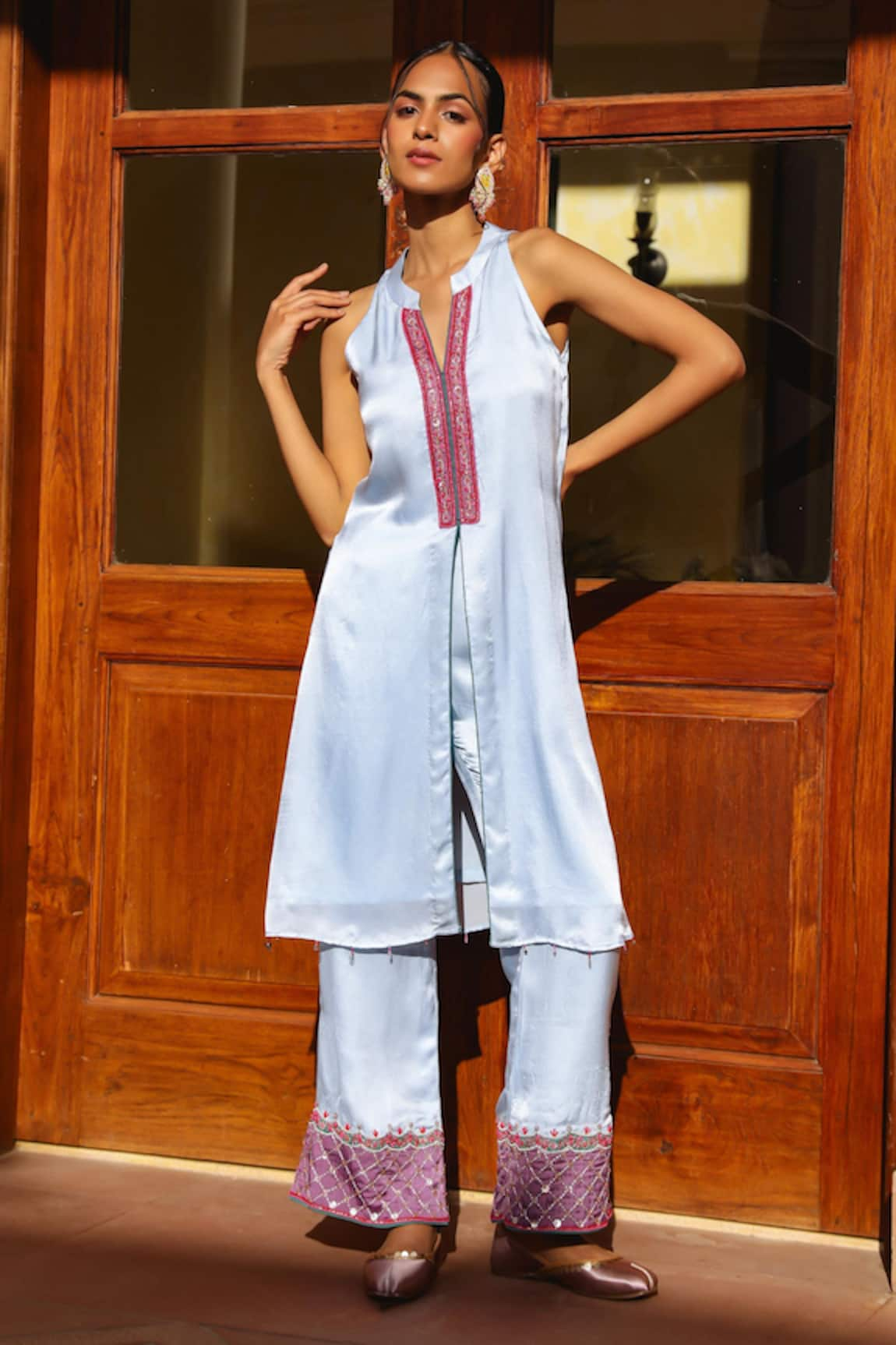 Bhawna Sethi Frost Front Slit Kurta With Pant