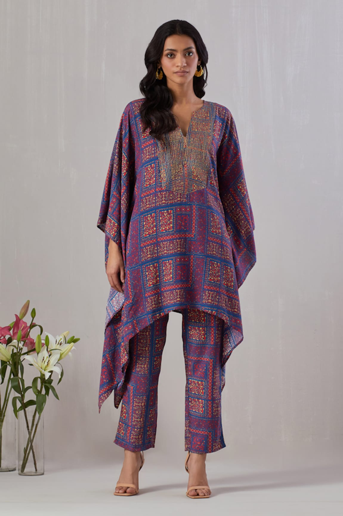 Grass & Sunshine Floral Print Kaftan & Pant Set