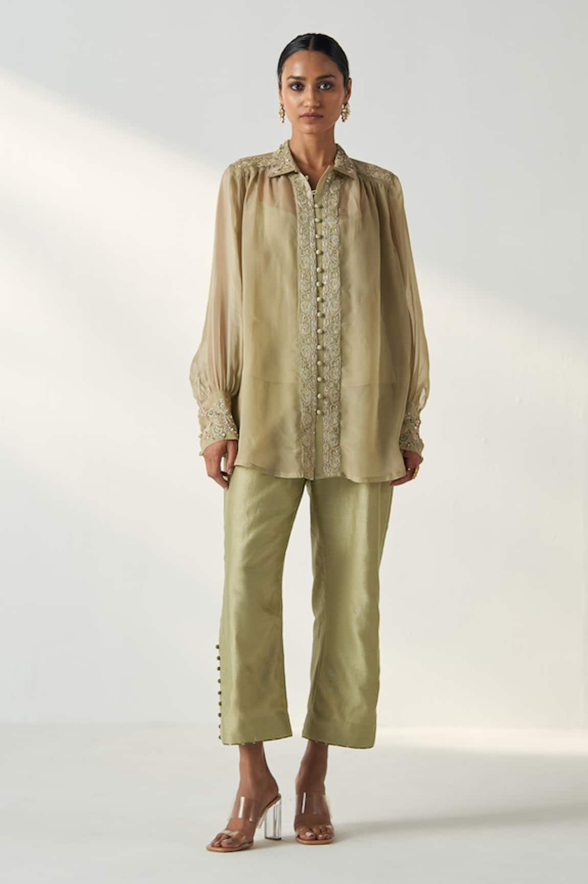 Studio Bagechaa Oorvi Wildbloom Embroidered Shirt Pant Set