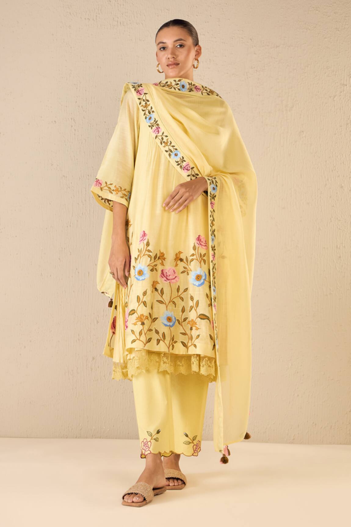 Shivani Bhargava Gardenia Charm Embroidered Kurta Pant Set