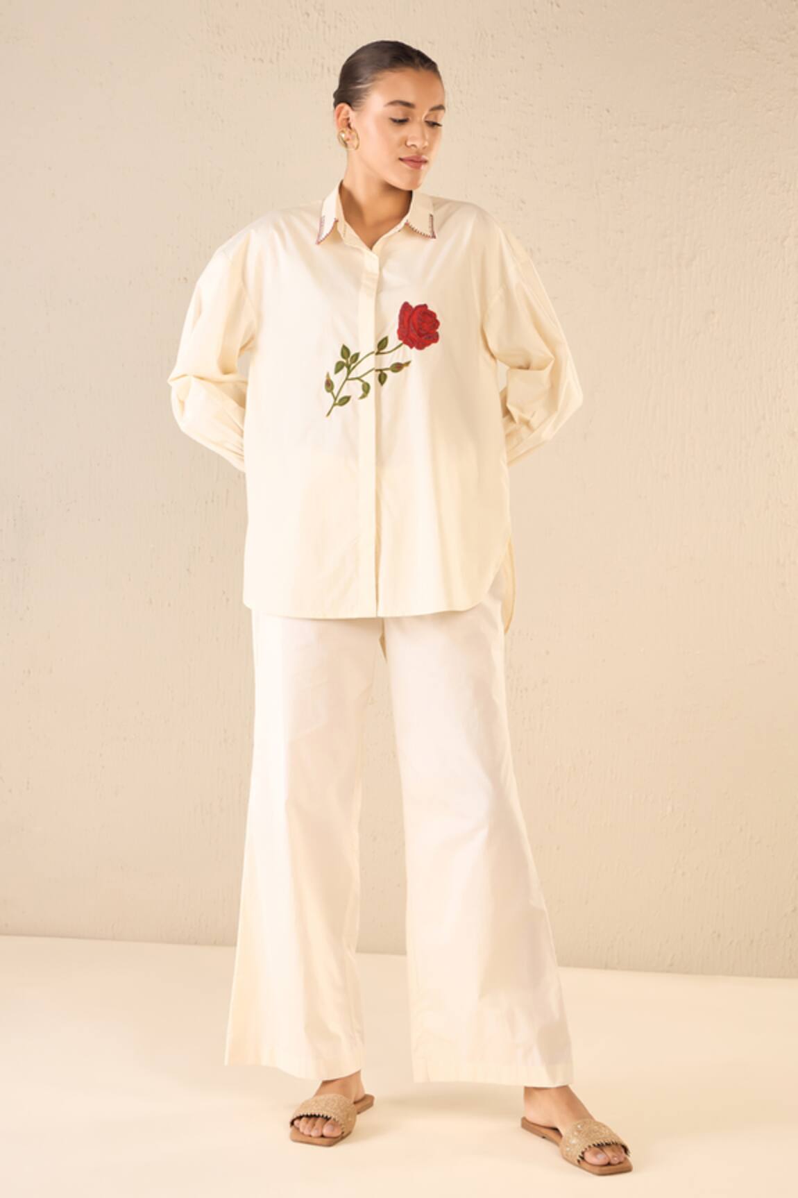 Shivani Bhargava Rose Embroidered Shirt