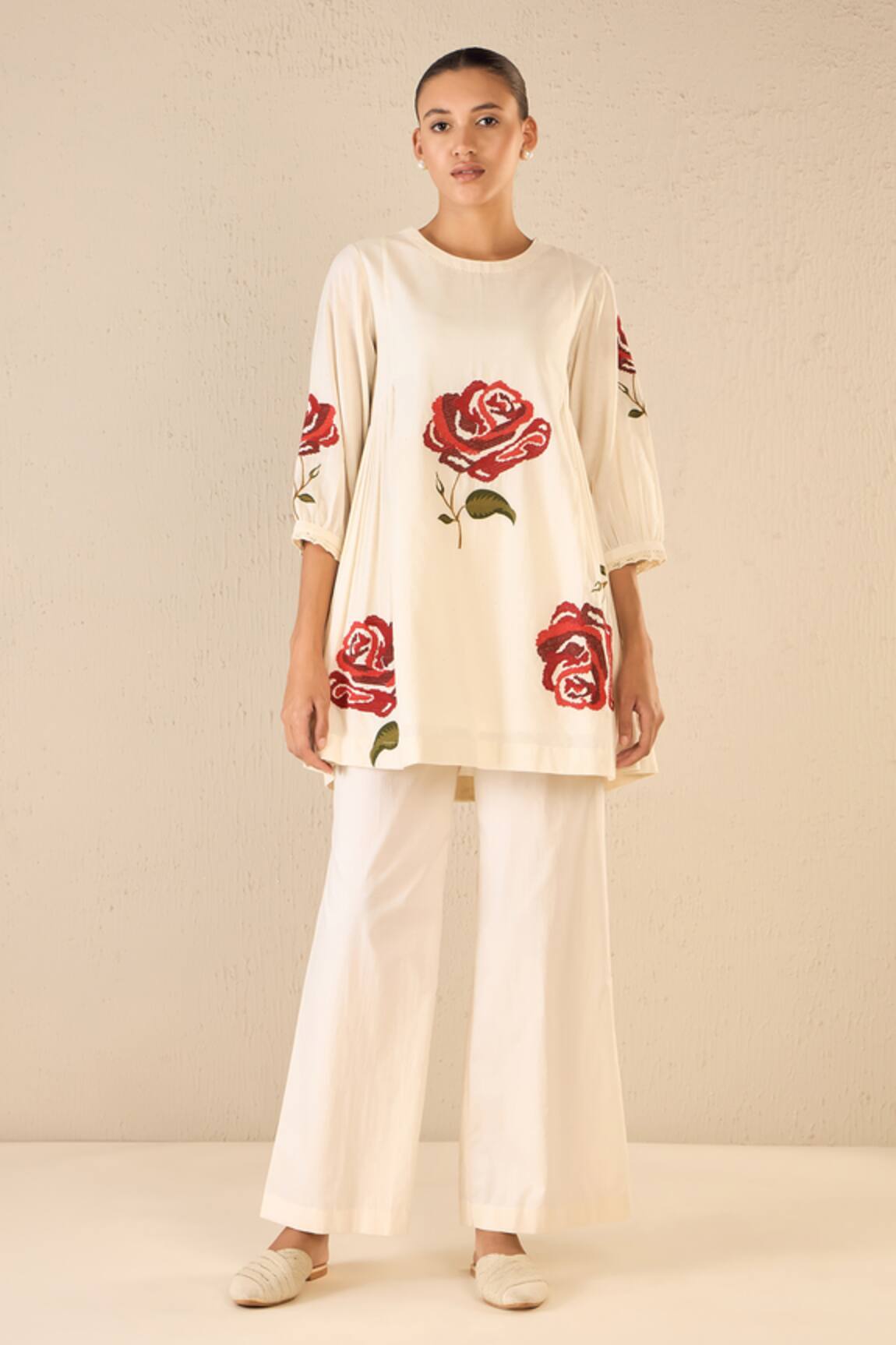 Shivani Bhargava Royal Rose Embroidered Tunic Top