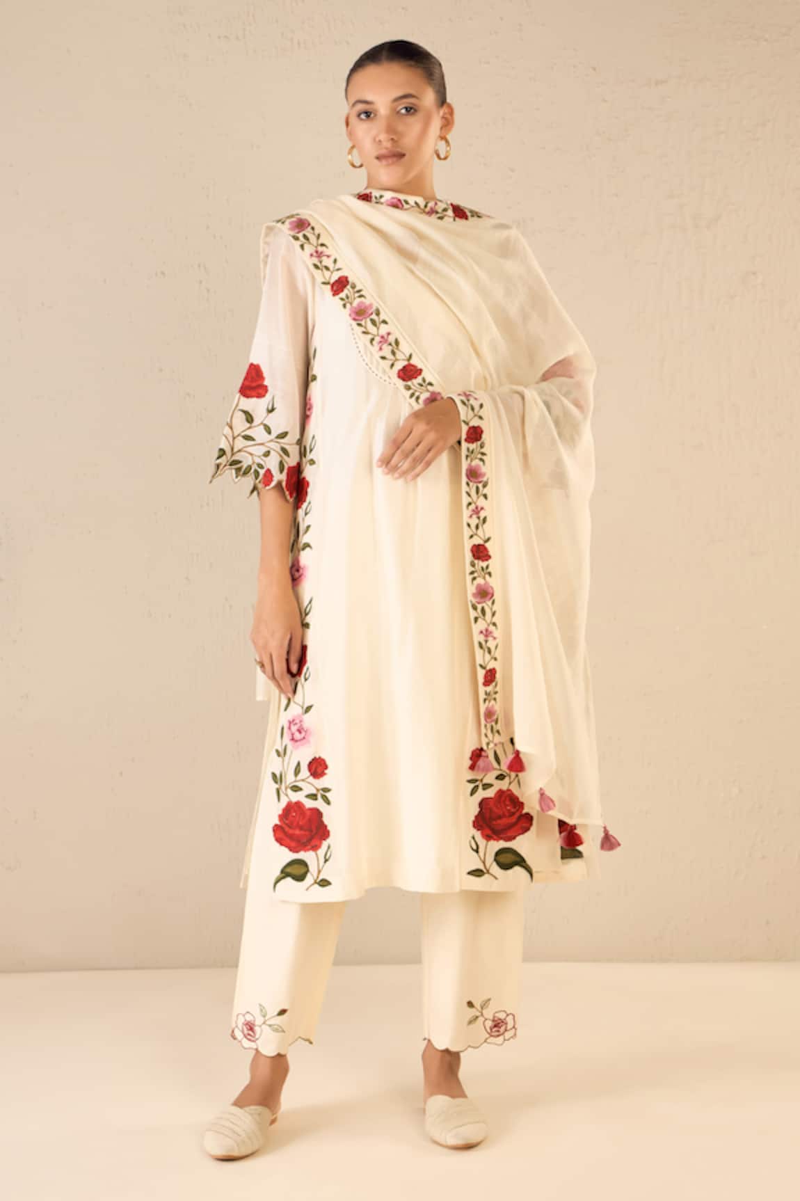 Shivani Bhargava Rose Shine Embroidered Kurta Pant Set