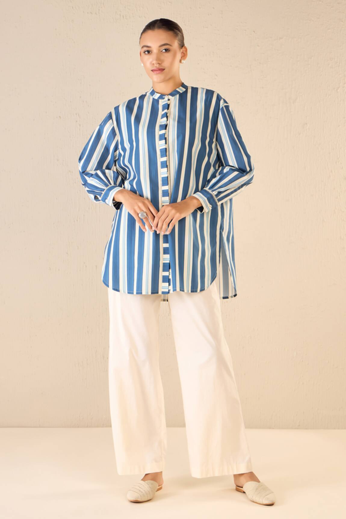 Shivani Bhargava Meadow Stripe Print Shirt & Pant Set