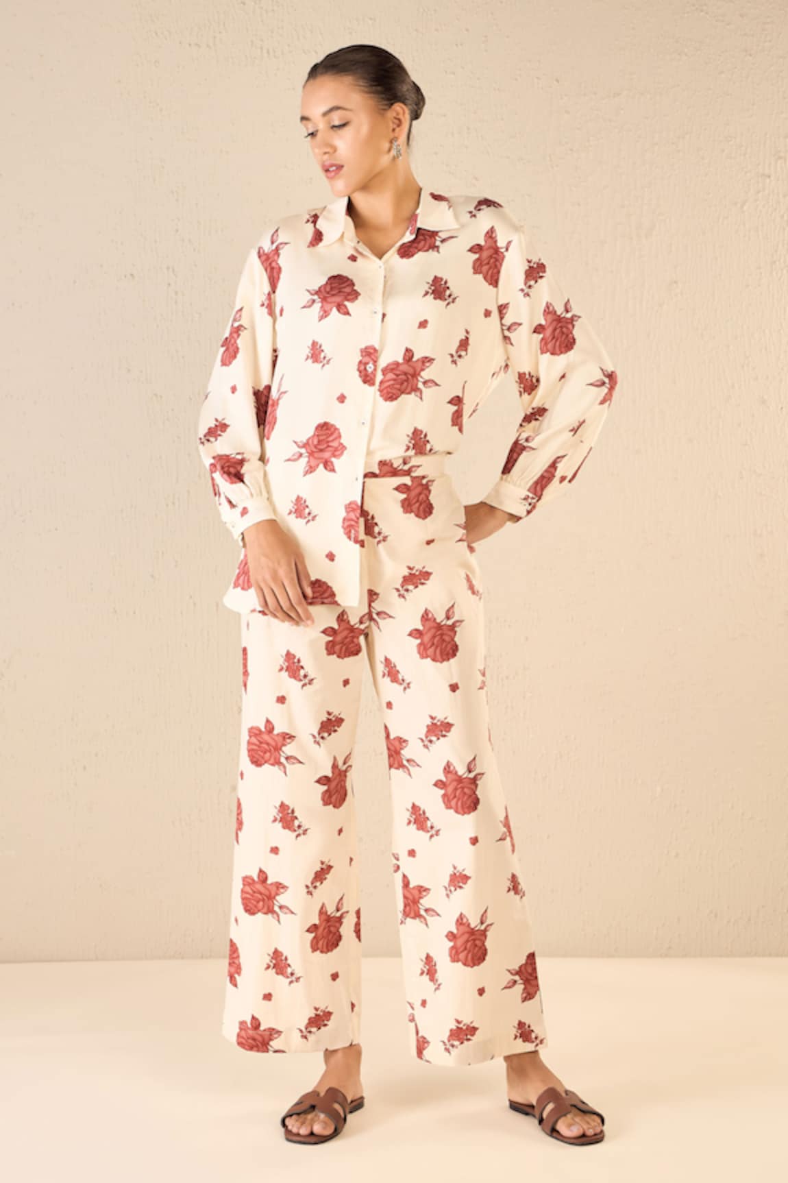 Shivani Bhargava Vintage Rose Print Shirt With Pant