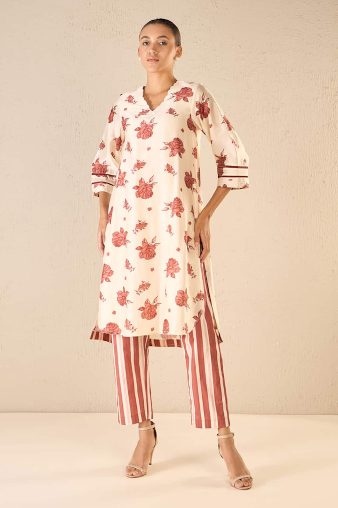 Shivani Bhargava Vintage Rose Print Kurta Pant Set