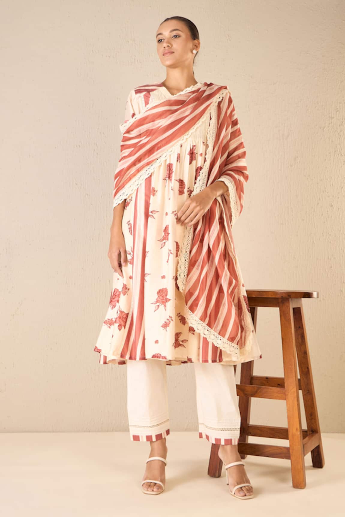 Shivani Bhargava Vintage Rose Print Anarkali Set