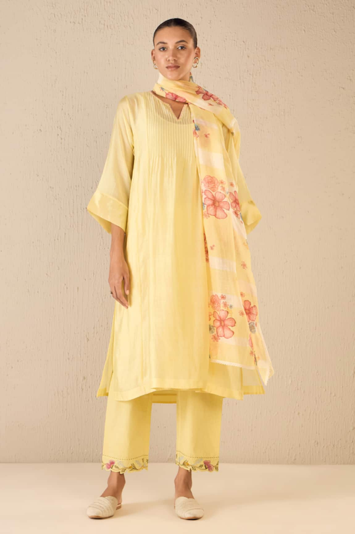 Shivani Bhargava Pintucked A-Line Kurta Pant Set