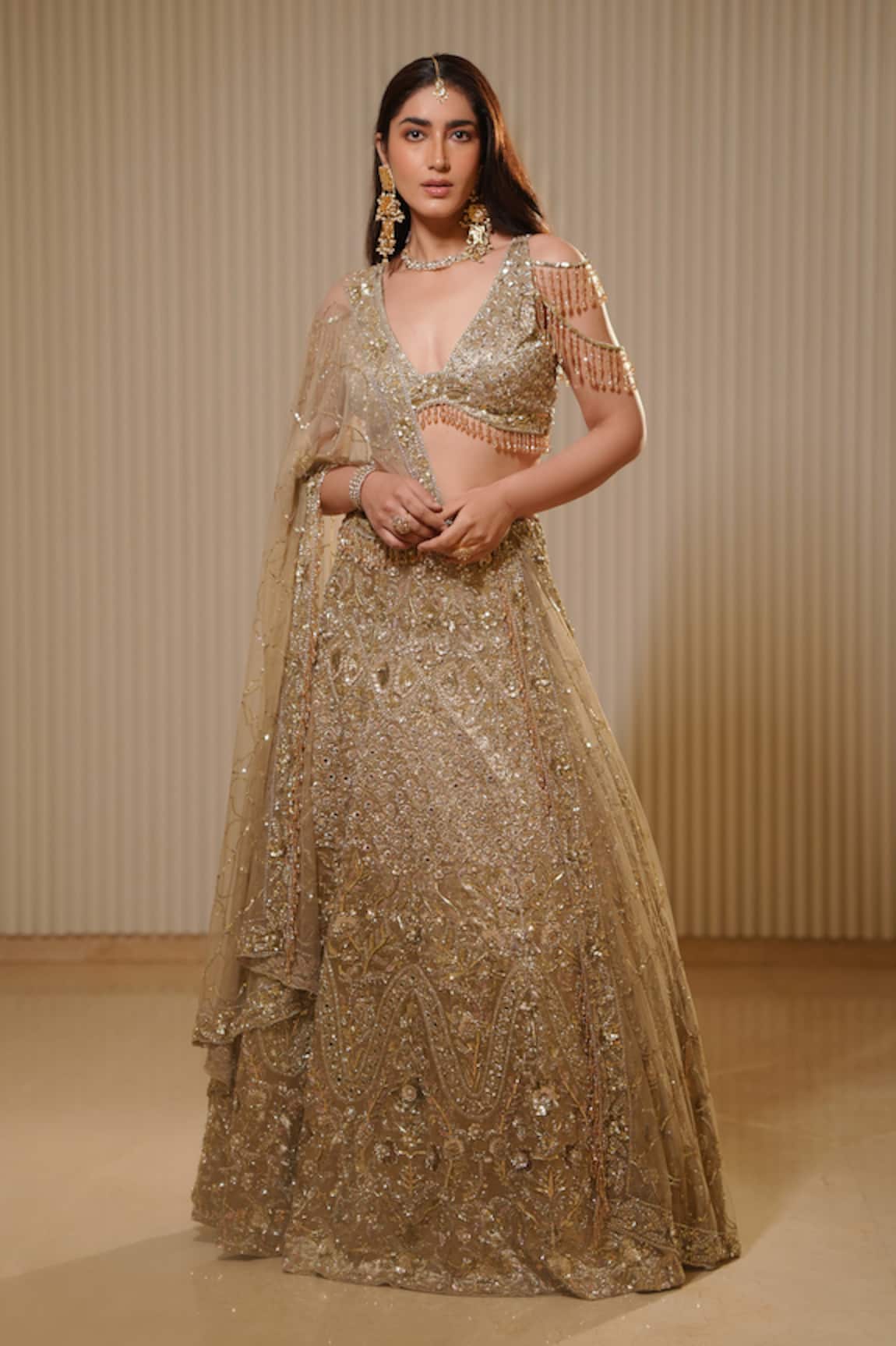 Mehul Gupta Shimmery Hour Sequin Embroidered Bridal Lehenga Set