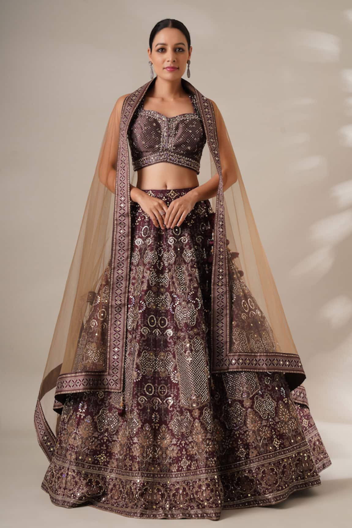 Chaashni By Maansi And Ketan Silk Floral Vine Printed Lehenga Set 
