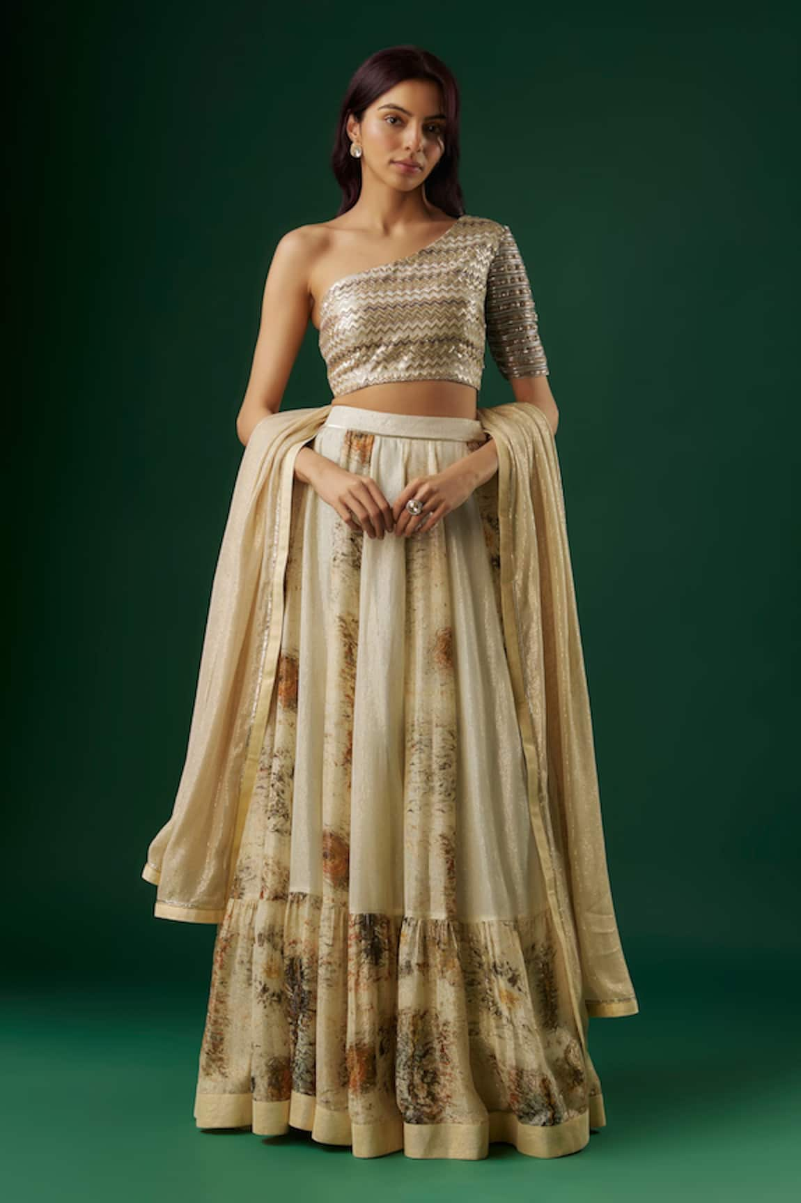 Breathe by Aakanksha Singh Cassandra Printed Textured Lehenga Set