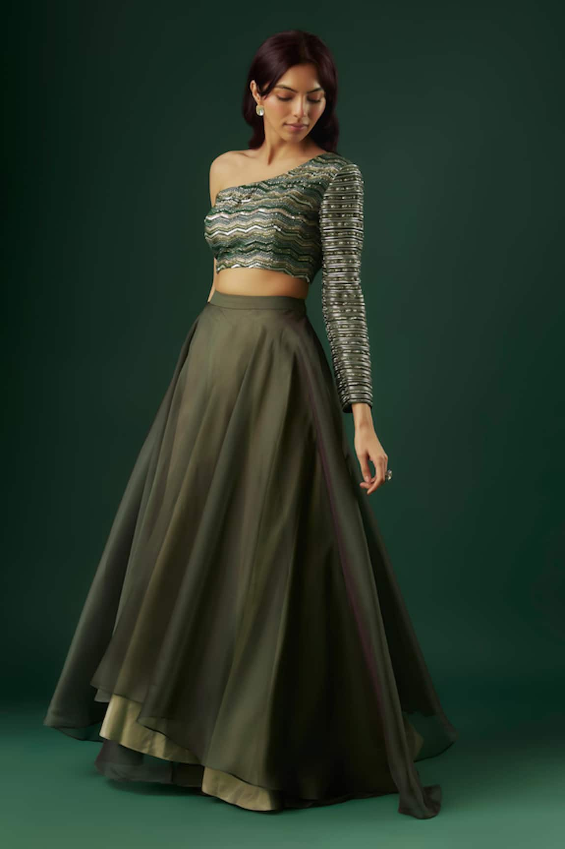 Breathe by Aakanksha Singh Wizard Layered Lehenga With Embellished Blouse