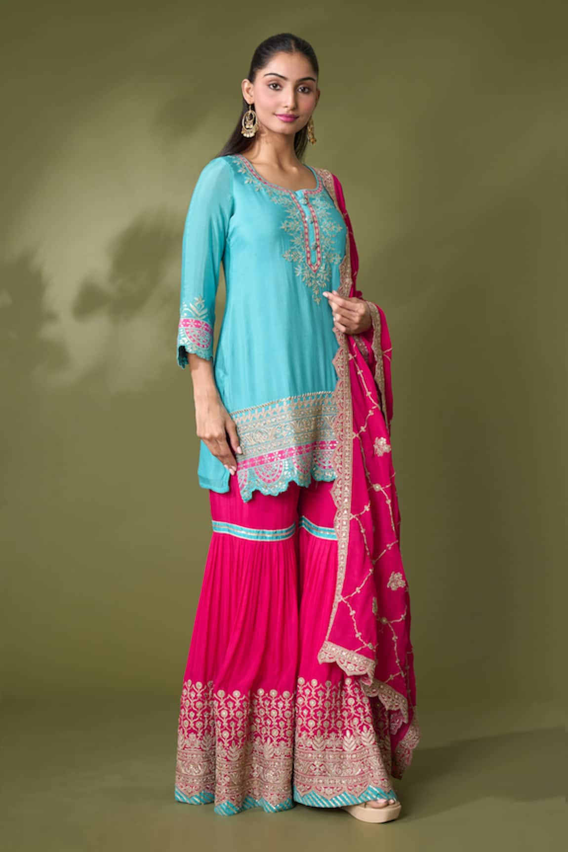 Khwaab by Sanjana Lakhani Embroidered Straight Kurta Sharara Set