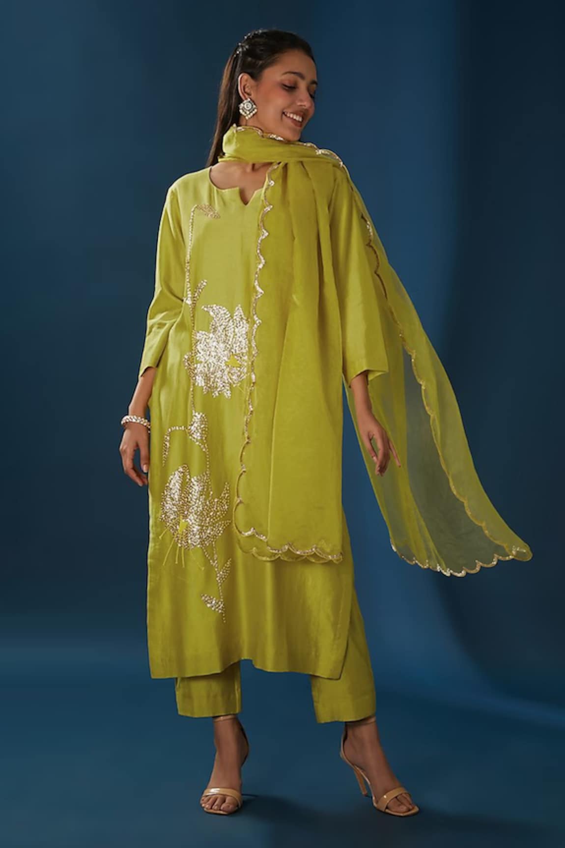 BAIDEHI Sequin Embroidered Kurta Pant Set