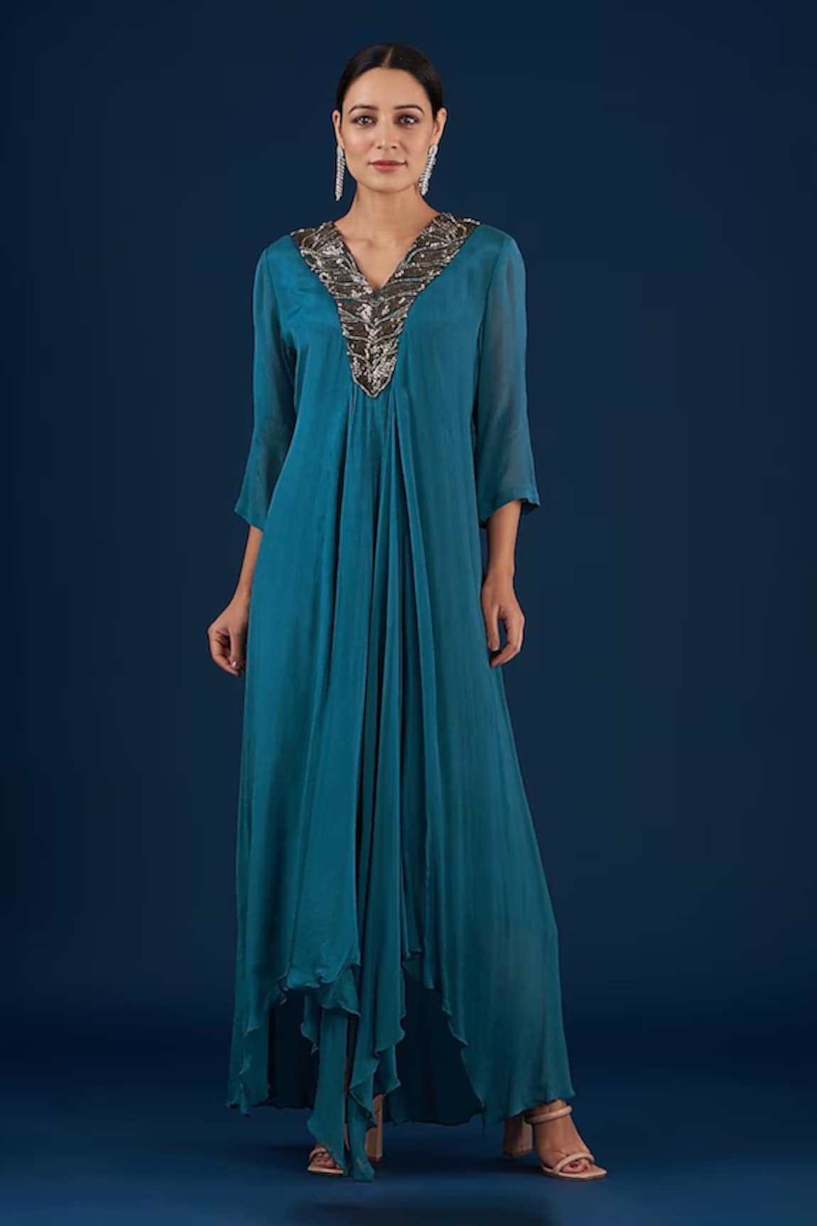 BAIDEHI Placement Embellished Asymmetric Dress