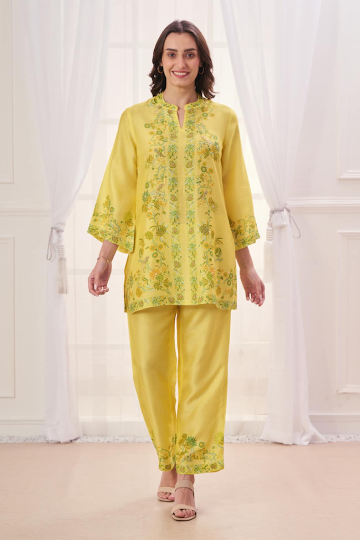 Taroob Floral Hand Work Kurta & Pant Set