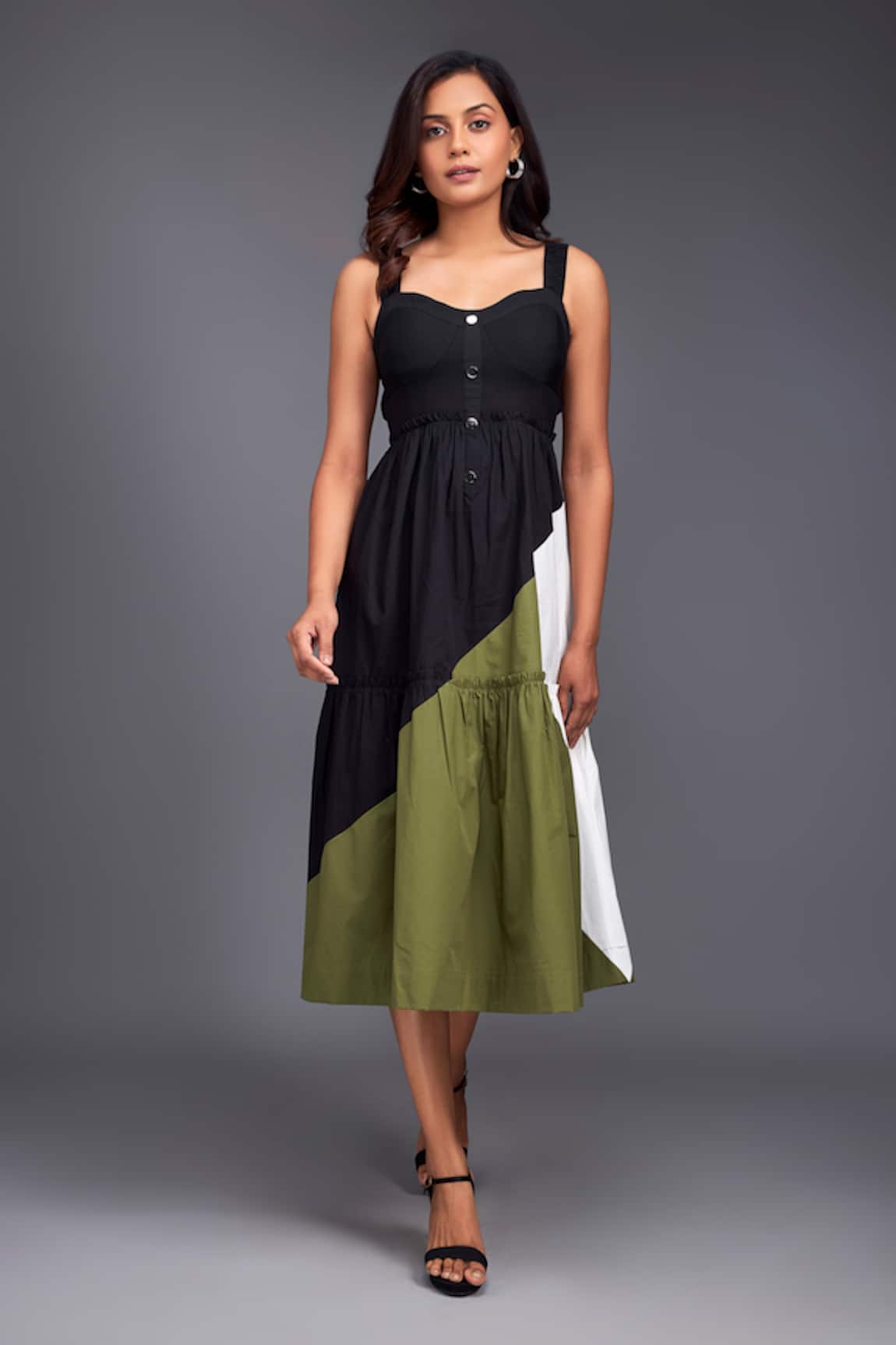 Deepika Arora Color Block Midi Dress