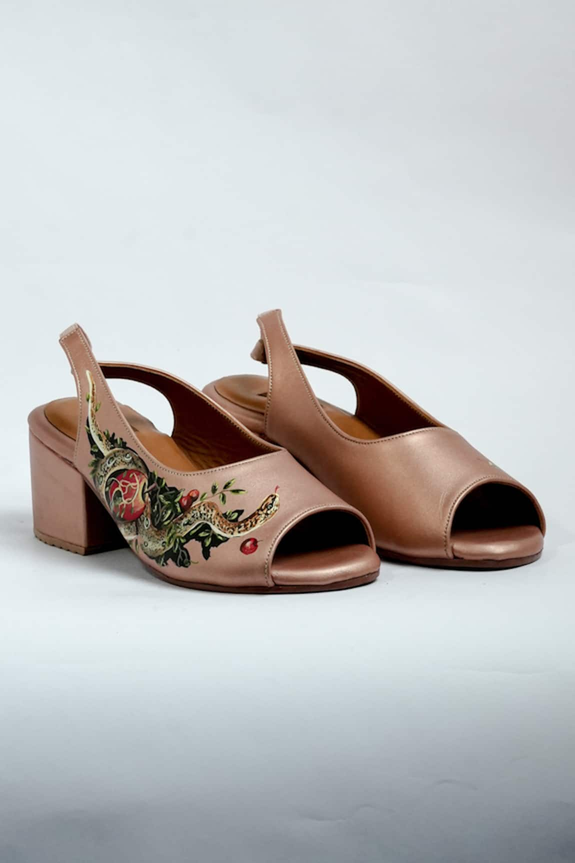 ANIKET GUPTA Rosy Snake Pattern Block Heels