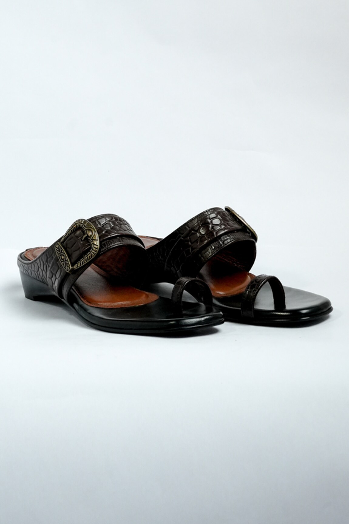 ANIKET GUPTA Hampi Textured Leather Buckled Sandals