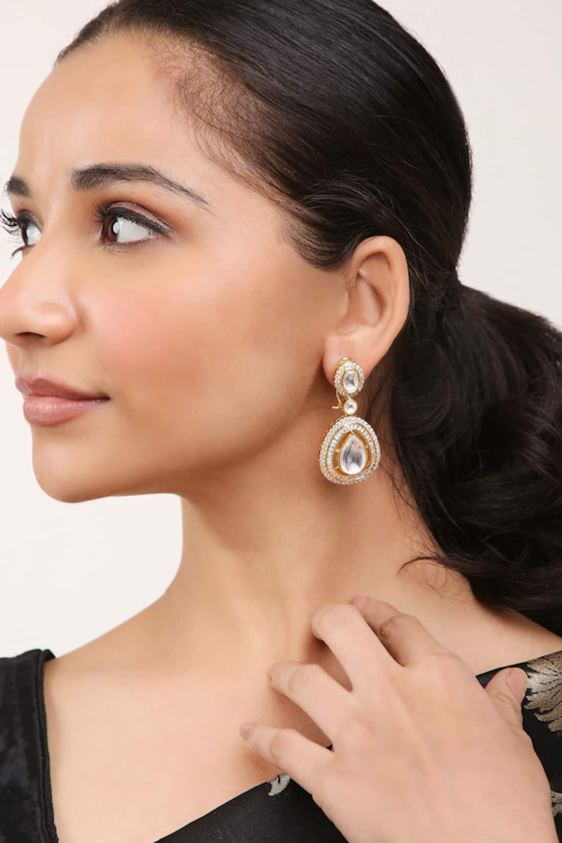 Khushi Jewels Kundan Embellished Dangler Earrings